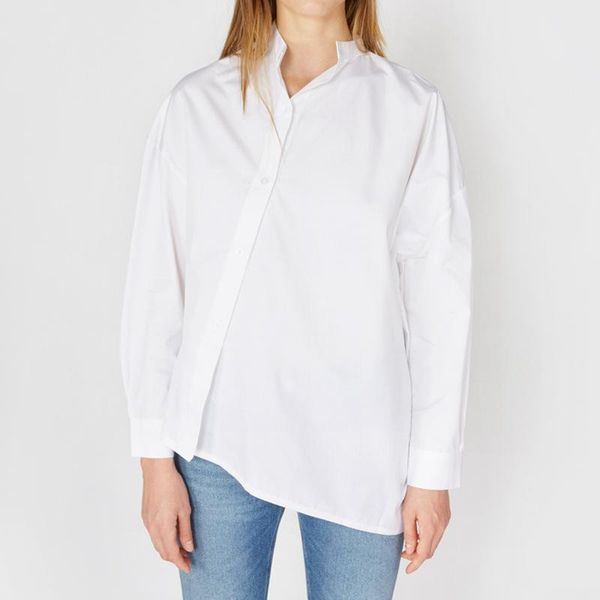 women's blouses & shirts women shirt 2021 spring and autumn ladies stitching asymmetric striped top, White
women's blouses & shirts women shirt 2021 spring and autumn ladies stitching asymmetric striped top, White