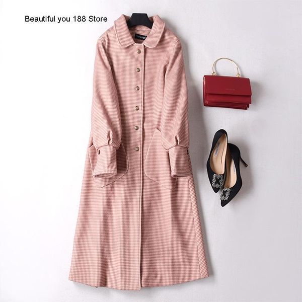 mid-length slimming plaid woolen coat high-end for women winter women's trench coats, Tan;black
mid-length slimming plaid woolen coat high-end for women winter women's trench coats, Tan;black