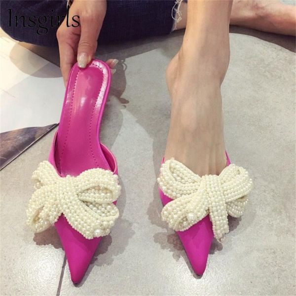 sandals insgirls stiletto mules spring pearl beaded pointed toe bow satin ladies pump slippers 35-40 big size female elegant shoes, Black
sandals insgirls stiletto mules spring pearl beaded pointed toe bow satin ladies pump slippers 35-40 big size female elegant shoes, Black
