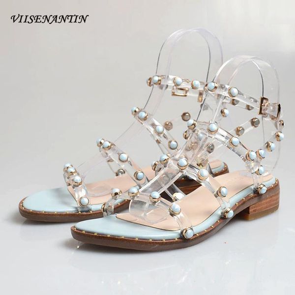 sandals colorblock leather round head low heel thick transparent thin belt beaded rivets sweet open toe roman, Black
sandals colorblock leather round head low heel thick transparent thin belt beaded rivets sweet open toe roman, Black