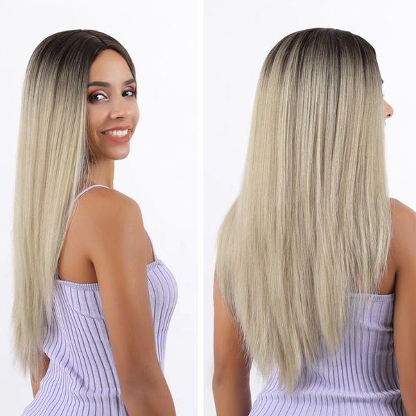 synthetic wigs omber blonde color lace front long straight hair daily use transparent frontal for black women
synthetic wigs omber blonde color lace front long straight hair daily use transparent frontal for black women