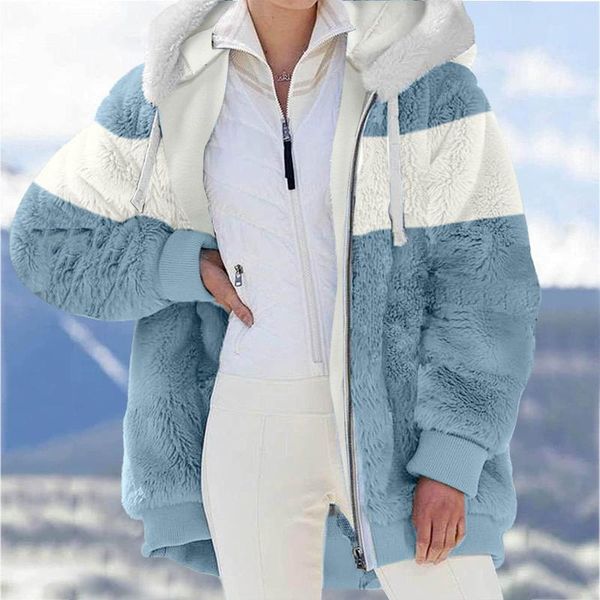 women's jackets 2021 women jacket fashion patchwork plush zipper hooded coat outwear winter warm faux fur pocket loose parka female, Black;brown
women's jackets 2021 women jacket fashion patchwork plush zipper hooded coat outwear winter warm faux fur pocket loose parka female, Black;brown