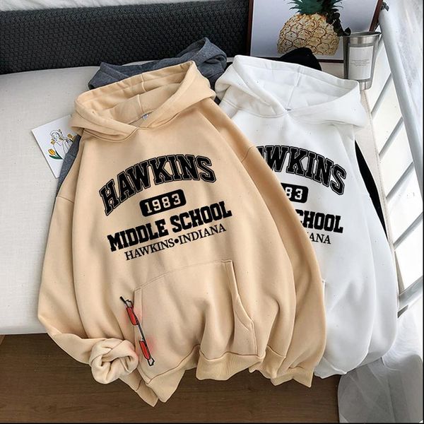 tv show stranger things hawkins women hoodies spring winter warm fleece sweatshirt fashion fitness hip hop streetwear, Black 
tv show stranger things hawkins women hoodies spring winter warm fleece sweatshirt fashion fitness hip hop streetwear, Black