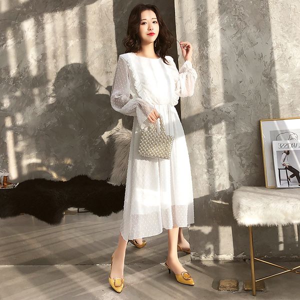 spring chiffon white women mid-calf ruffle sleeve sweet slim summer casual ladies holiday party dress, Black;gray
spring chiffon white women mid-calf ruffle sleeve sweet slim summer casual ladies holiday party dress, Black;gray