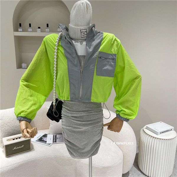 women's jackets 2021 fashion spring summer coat loose contrast stitching style temperament short jacket, Black;brown
women's jackets 2021 fashion spring summer coat loose contrast stitching style temperament short jacket, Black;brown