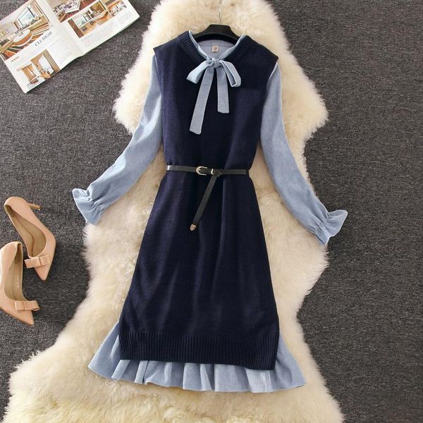 casual dresses 2021 autumn 2 pieces women knitted long sweater and ruffles lady elegant othing quality, Black;gray
casual dresses 2021 autumn 2 pieces women knitted long sweater and ruffles lady elegant othing quality, Black;gray