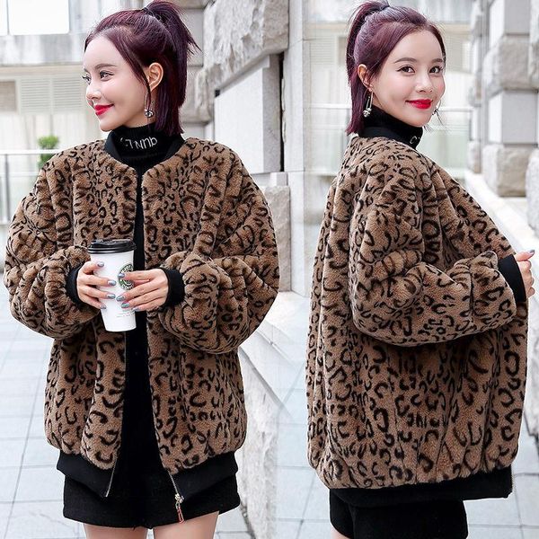 women's fur & faux winter leopard hooded warm coat women casual loose vintage jacket furry korean fashion zipper outerwear 2021, Black
women's fur & faux winter leopard hooded warm coat women casual loose vintage jacket furry korean fashion zipper outerwear 2021, Black