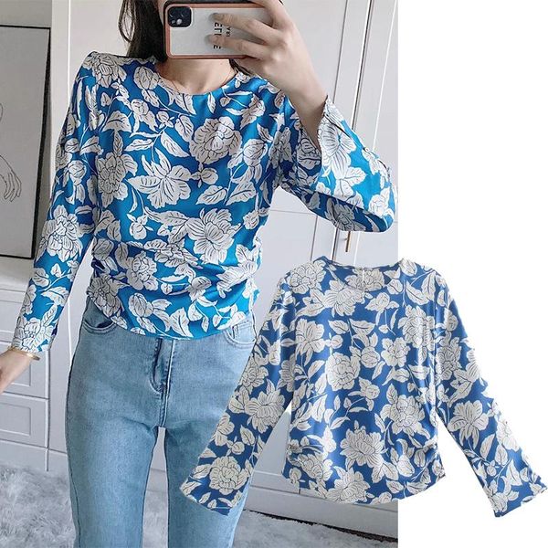 spring women's pleated design satin hedging printed shirt slim fit all-match thin bottoming women t-shirt, White
spring women's pleated design satin hedging printed shirt slim fit all-match thin bottoming women t-shirt, White