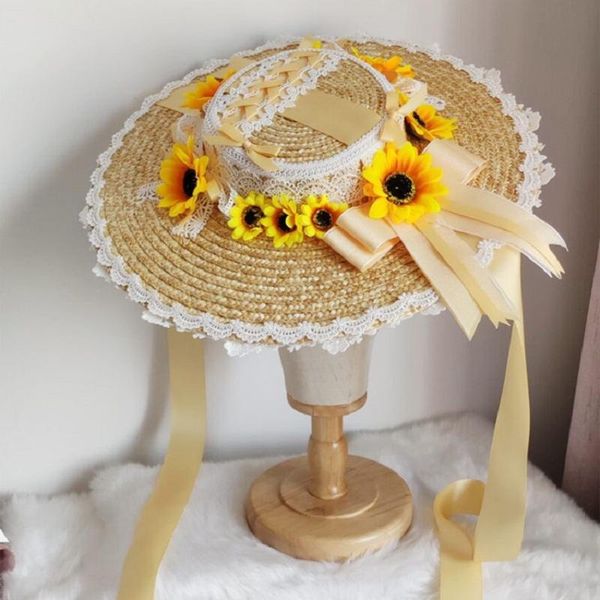 stingy brim hats retro women lolita bonnet straw sun hat flower lace wide headdress afternoon tea party accessory, Blue;gray
stingy brim hats retro women lolita bonnet straw sun hat flower lace wide headdress afternoon tea party accessory, Blue;gray