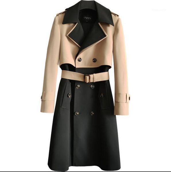 men's trench coats mens man double breasted long coat men middle length clothes spring autumn slim overcoat color matching sleeve, Tan;black
men's trench coats mens man double breasted long coat men middle length clothes spring autumn slim overcoat color matching sleeve, Tan;black