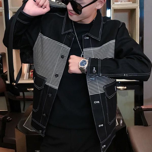 men's jackets spring social fashion contrast striped open line denim jacket men's hip hop club outfit bomber men black, Black;brown
men's jackets spring social fashion contrast striped open line denim jacket men's hip hop club outfit bomber men black, Black;brown