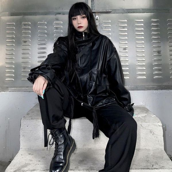 women's leather & faux autumn soft motorcycle jacket loose fashion big pocket punk gothic biker black outerwear streetwear
women's leather & faux autumn soft motorcycle jacket loose fashion big pocket punk gothic biker black outerwear streetwear
