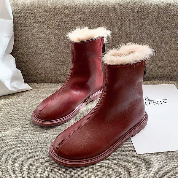 boots women winter ankle snow 2021 pu leather short slip on wine black warm booties with fur plush casual walking shoes bh16
boots women winter ankle snow 2021 pu leather short slip on wine black warm booties with fur plush casual walking shoes bh16