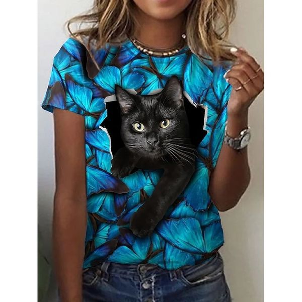 split empty cat print women is fashion word 3d printing short slim-fit t-shirt summer casual round neck short short-sleeved t-shirt, White
split empty cat print women is fashion word 3d printing short slim-fit t-shirt summer casual round neck short short-sleeved t-shirt, White
