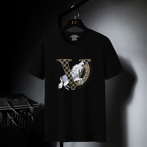 fashion t shirt men's 2021 summer letter h horse drill thin base shirt korean slim fit large short sleeve, White;black
fashion t shirt men's 2021 summer letter h horse drill thin base shirt korean slim fit large short sleeve, White;black