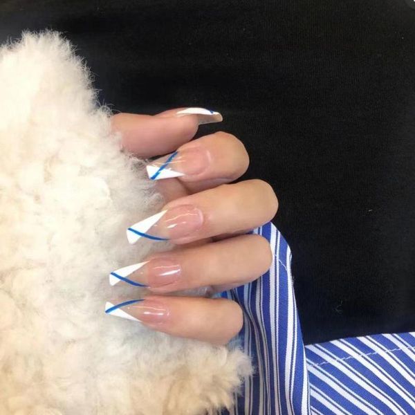 false nails 24pcs/box detachable blue white french long coffin artificial stiletto ballerina fake full cover nail tips, Red;gold
false nails 24pcs/box detachable blue white french long coffin artificial stiletto ballerina fake full cover nail tips, Red;gold