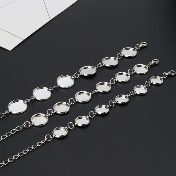 link, chain 6 round bezel pads diy blank glass cabochons bracelet sliver for jewelry making, Black
link, chain 6 round bezel pads diy blank glass cabochons bracelet sliver for jewelry making, Black