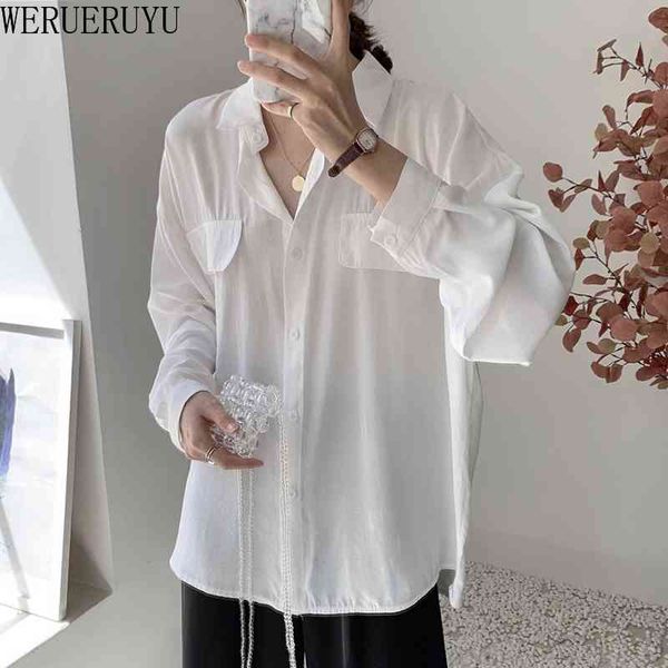 werueruyu spring women summer blouse korean long sleeve s and blouses vintage shirts 210608, White
werueruyu spring women summer blouse korean long sleeve s and blouses vintage shirts 210608, White