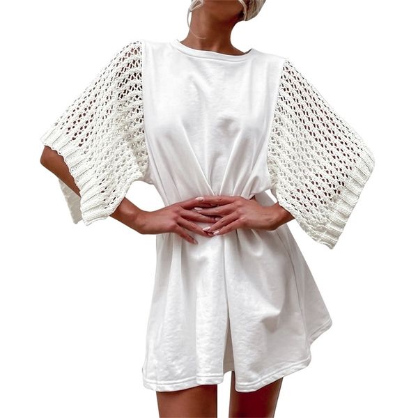 women summer solid straight dress fashion hollow out knitted patchwork see through o-neck half sleeve casual loose long 210522, Black;gray
women summer solid straight dress fashion hollow out knitted patchwork see through o-neck half sleeve casual loose long 210522, Black;gray