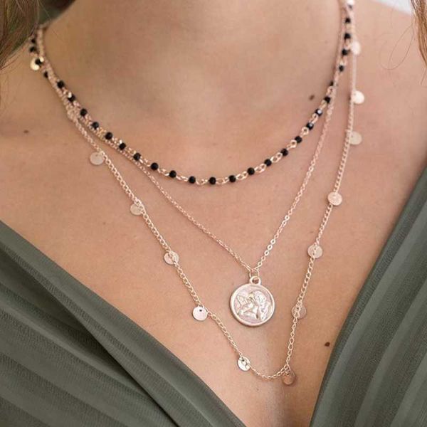 pendant necklaces charms black beaded choker necklace for women punk coin round sequins metal multilayer clavicle chain jewelry colla, Silver
pendant necklaces charms black beaded choker necklace for women punk coin round sequins metal multilayer clavicle chain jewelry colla, Silver