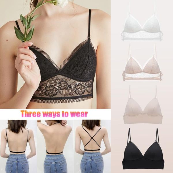 bras women lace backless triangle cup bra invisible strapless bralette elastic bustier crop seamless low back underwear, Red;black
bras women lace backless triangle cup bra invisible strapless bralette elastic bustier crop seamless low back underwear, Red;black