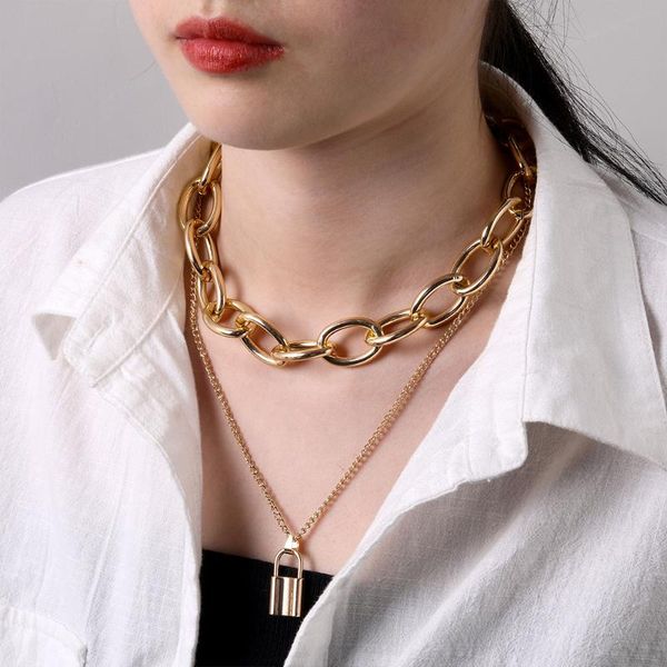 pendant necklaces punk retro double layer lock necklace for women ins clavicle chain jewelry female temperament bijoux femme, Silver
pendant necklaces punk retro double layer lock necklace for women ins clavicle chain jewelry female temperament bijoux femme, Silver