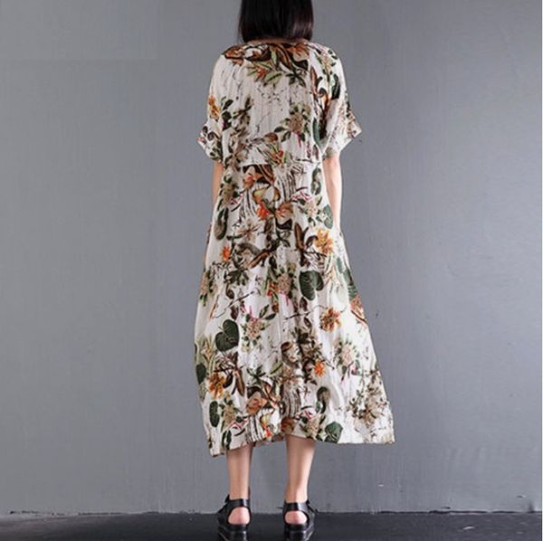 factory5z1s side cotton sleeve linen printed mid length seam pocket dress, White;black
factory5z1s side cotton sleeve linen printed mid length seam pocket dress, White;black