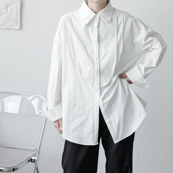 men's casual shirts niche korean fashion loose long sleeve shirt man vintage court office dress, White;black
men's casual shirts niche korean fashion loose long sleeve shirt man vintage court office dress, White;black