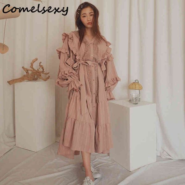 comelautumn women vintage loose high waist slim was thin elegant splice single-breasted ruffles maxi dress vestido 210515, Black;gray
comelautumn women vintage loose high waist slim was thin elegant splice single-breasted ruffles maxi dress vestido 210515, Black;gray