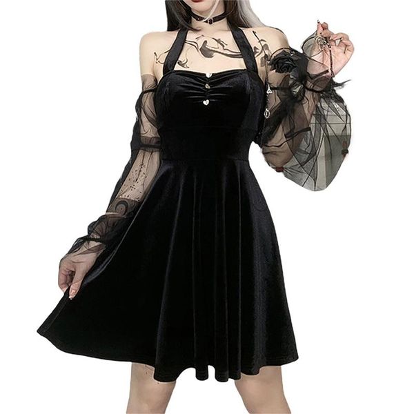 casual dresses xingqing gothic dark black mini dress vintage halter long sleeve high waist goth party club women clothes, Black;gray
casual dresses xingqing gothic dark black mini dress vintage halter long sleeve high waist goth party club women clothes, Black;gray