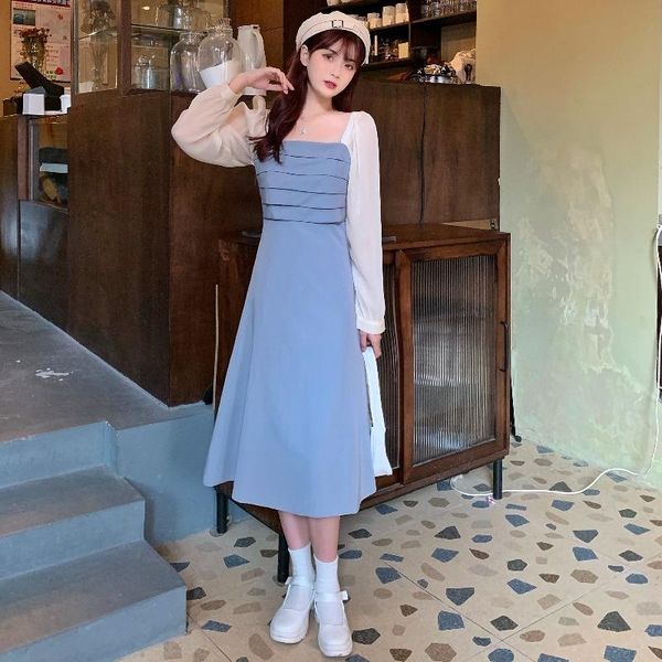 casual dresses fall 2021 french style retro square collar waist closing mid length dress temperament long sleeve goddess, Black;gray
casual dresses fall 2021 french style retro square collar waist closing mid length dress temperament long sleeve goddess, Black;gray