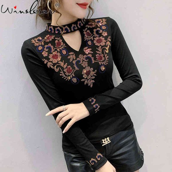 women's t-shirt spring fall korean style t-shirt fashion stand hollow out shiny diamonds women cotton ropa mujer tees t0, White
women's t-shirt spring fall korean style t-shirt fashion stand hollow out shiny diamonds women cotton ropa mujer tees t0, White