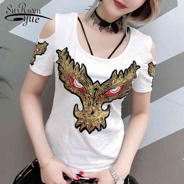 fashion off shoulder women o-neck short sleeve summer shirt print t 4445 50 210521, White
fashion off shoulder women o-neck short sleeve summer shirt print t 4445 50 210521, White