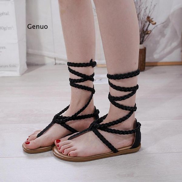 sandals women's ladies summer strap woven toepost ankle flat roman style casual female comfortable beach shoes, Black
sandals women's ladies summer strap woven toepost ankle flat roman style casual female comfortable beach shoes, Black