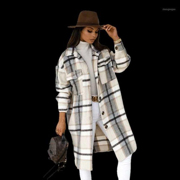 female autumn winter women's long-sleeved plaid print shirt jacket women coat fashion streetwear woolen cloth overcoat wool & blends, Black
female autumn winter women's long-sleeved plaid print shirt jacket women coat fashion streetwear woolen cloth overcoat wool & blends, Black