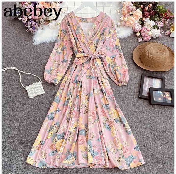 spring autumn retro all-match v-neck puff sleeve dress lace up waist slim long print 210512, Black;gray
spring autumn retro all-match v-neck puff sleeve dress lace up waist slim long print 210512, Black;gray