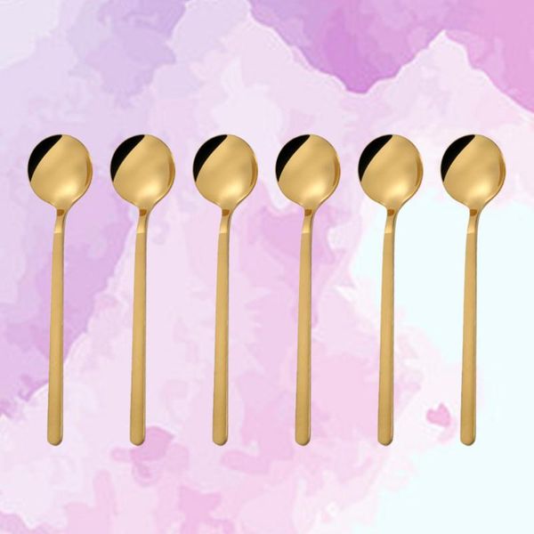 spoons 6 pcs 13cm stainless steel round spoon mini long handle teaspoons coffee stirring for sugar dessert (short, golden)
spoons 6 pcs 13cm stainless steel round spoon mini long handle teaspoons coffee stirring for sugar dessert (short, golden)