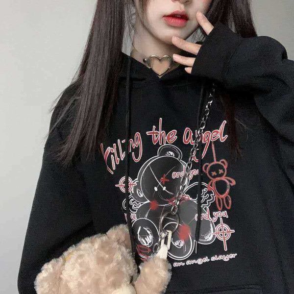 japanese bear cartoon women loose dark sweatshirt harajuku punk gothic fashion ulzzang plus size winter hooded 210608, Black
japanese bear cartoon women loose dark sweatshirt harajuku punk gothic fashion ulzzang plus size winter hooded 210608, Black