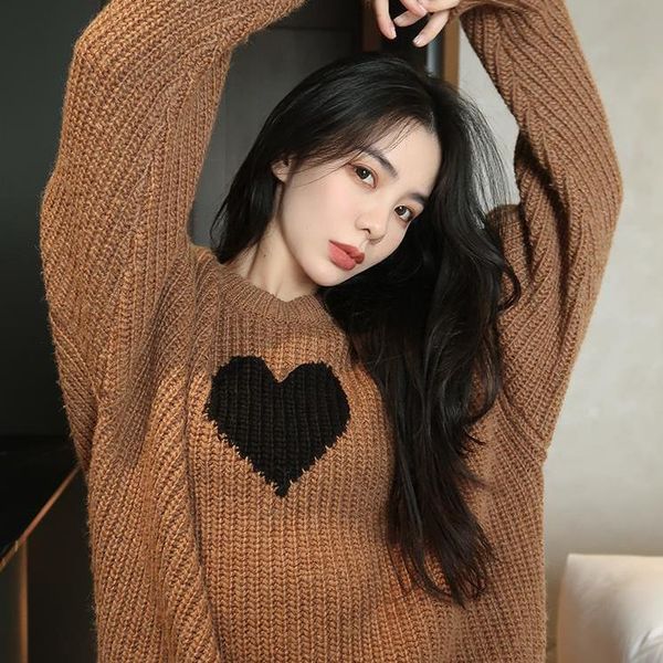 women's sweaters autumn and winter love sweater pullover loose lazy wind thickened foreign style outer wearing, White;black
women's sweaters autumn and winter love sweater pullover loose lazy wind thickened foreign style outer wearing, White;black