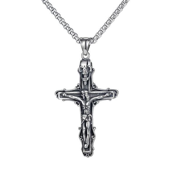 pendant necklaces 2021 fashion silver color jesus cross necklace for women men classic skull christian jewelry drop
pendant necklaces 2021 fashion silver color jesus cross necklace for women men classic skull christian jewelry drop