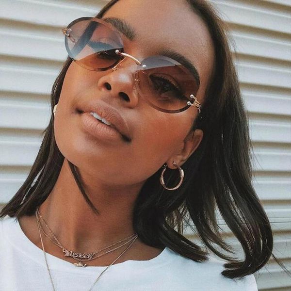 Vintage Oval Rimless Gradient Women Sunglasses Brand Designer Small Round Fashion Eyewear Female Sun Glasses Shades Uv400, White;black
Vintage Oval Rimless Gradient Women Sunglasses Brand Designer Small Round Fashion Eyewear Female Sun Glasses Shades Uv400, White;black