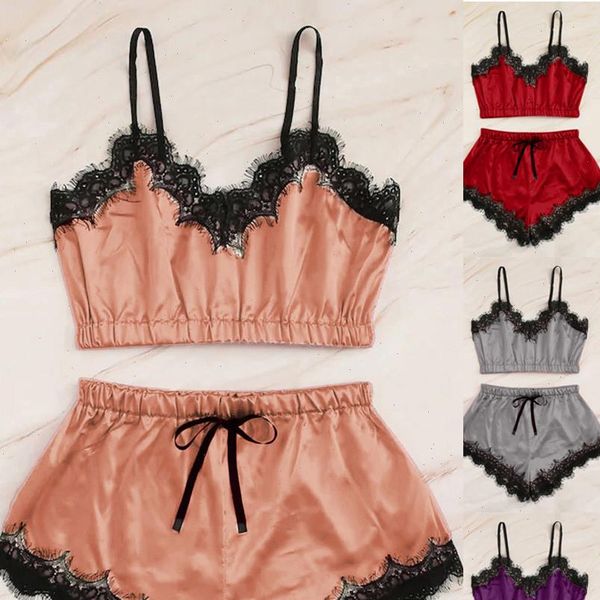 pajamas satin nightwear pyjamas women sleepwear sleeveless camisoles bras pants sets lingerie underwear pijamas, Black;red
pajamas satin nightwear pyjamas women sleepwear sleeveless camisoles bras pants sets lingerie underwear pijamas, Black;red