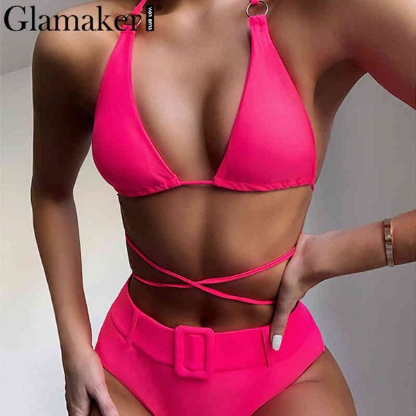 glamaker neon pink two pieces bikini set high waist bathing suit halter swimwear women string bandage swimsuit female biquinis 210414, White;black
glamaker neon pink two pieces bikini set high waist bathing suit halter swimwear women string bandage swimsuit female biquinis 210414, White;black