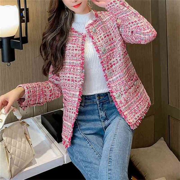 autumn winter sweet pink tweed small fragrance jacket coat korean single-breasted woolen tassel outerwear 210603, Black;brown
autumn winter sweet pink tweed small fragrance jacket coat korean single-breasted woolen tassel outerwear 210603, Black;brown