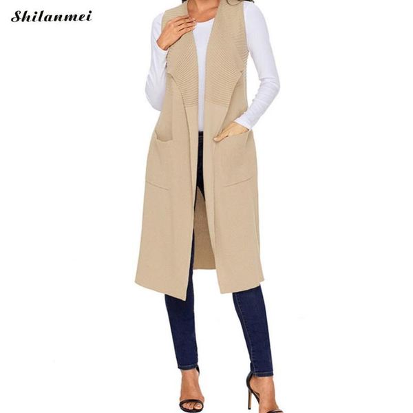 women's vests 2021 fashion sleeveless lapel knit cardigan causal ladies long sweater vest pocket slim fit waistcoat veste femme, Black;white
women's vests 2021 fashion sleeveless lapel knit cardigan causal ladies long sweater vest pocket slim fit waistcoat veste femme, Black;white