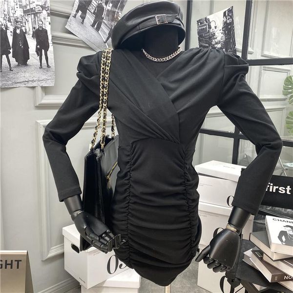casual dresses 2021 fashion clothing women's cross slim dress with plush tight and wrinkled hips, Black;gray
casual dresses 2021 fashion clothing women's cross slim dress with plush tight and wrinkled hips, Black;gray