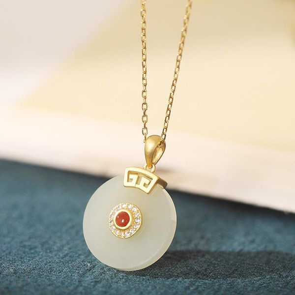 chains yuexin he tian yu pendant lady temperament south red agate personality circular geometric delicate jade necklace, Silver
chains yuexin he tian yu pendant lady temperament south red agate personality circular geometric delicate jade necklace, Silver