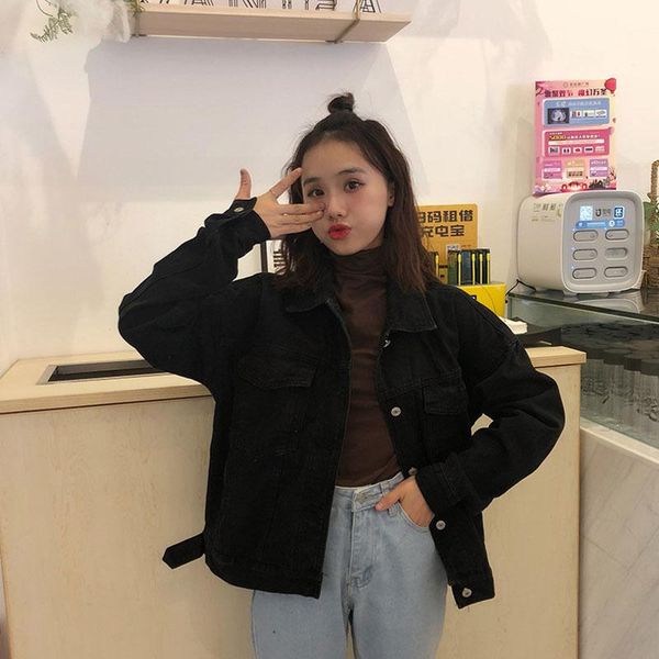 korean jeans jackets and coats for women 2021 black denim jacket button turn-down collar ladies outwear women's, Black;brown
korean jeans jackets and coats for women 2021 black denim jacket button turn-down collar ladies outwear women's, Black;brown