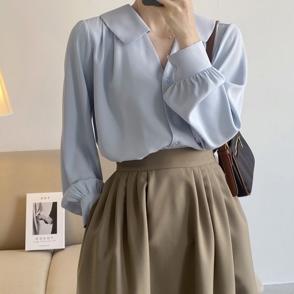 women's blouses & shirts spring 2021 vintage peter pan collar lantern sleeve woman elegant single breasted women shirt blusas, White
women's blouses & shirts spring 2021 vintage peter pan collar lantern sleeve woman elegant single breasted women shirt blusas, White