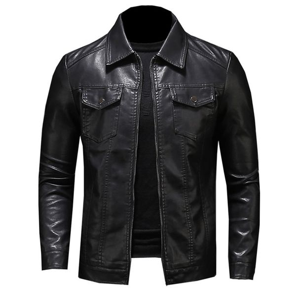 men's motorcycle leather jacket large size pocket black zipper lapel slim fit male spring and autumn pu coat m-5xl 211124
men's motorcycle leather jacket large size pocket black zipper lapel slim fit male spring and autumn pu coat m-5xl 211124